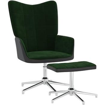 Relaxační křeslo se stoličkou tmavě zelené samet a PVC, 327866 (327866)