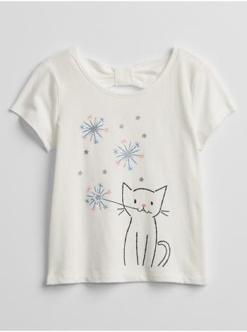 Bílé holčičí dětské tričko bow-tie graphic t-shirt GAP