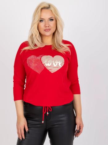 ČERVENÁ HALENKA S POTISKEM A VÁZÁNÍM V PASE RV-BZ-0232.98-RED Velikost: ONE SIZE