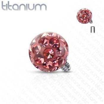 Šperky4U Ozdobná kulička k dermálu TITAN, závit 1,6 mm, barva: růžová - TIT1121P-04