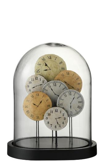 Skleněné dekorativní těžítko s hodinami S - 22*15,8*28,5 cm 2930