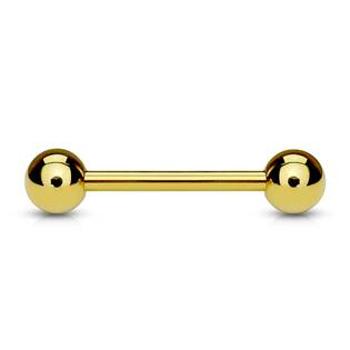 Šperky4U Pozlacený piercing do jazyka 1,6 x 16 mm, kuličky 6 mm - PJ01056-1616