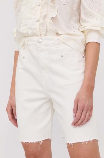Džínové šortky Twinset dámské, bílá barva, hladké, high waist