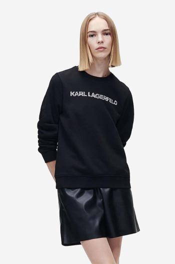 Mikina Karl Lagerfeld Elongated Logo Zebra Sweat 221W1815 999 dámská, černá barva, s potiskem