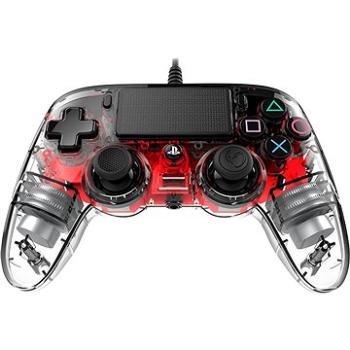 Nacon Wired Compact Controller PS4 - průhledný červený (3499550360837)