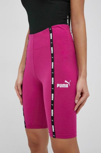 Kraťasy Puma 847121 dámské, růžová barva, s aplikací, high waist