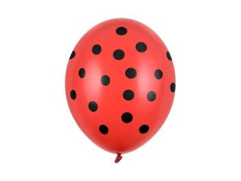 PartyDeco Latexový balón - červený s černými tečkami