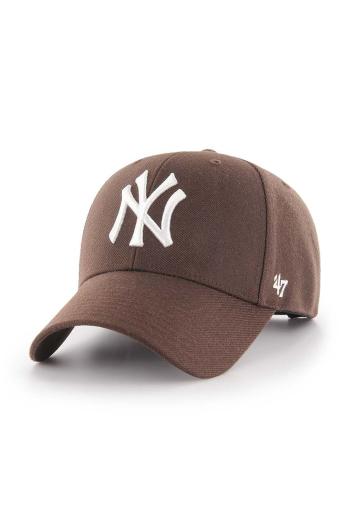 Čepice s vlněnou směsí 47brand MLB New York Yankees hnědá barva, s aplikací, B-MVPSP17WBP-BW