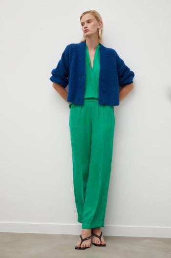 Kalhoty Birgitte Herskind dámské, zelená barva, široké, high waist