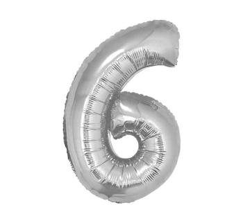 Balón foliový číslice stříbrná 35 cm - 6 (NELZE PLNIT HELIEM) - GoDan