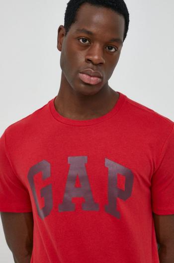 Bavlněné tričko GAP červená barva, s potiskem