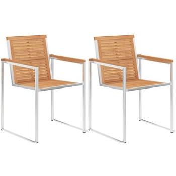 Zahradní židle 2 ks masivní teakové dřevo a nerezová ocel 46515 (46515)