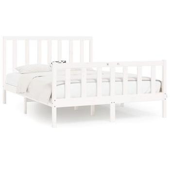 Rám postele bílý masivní dřevo 150 × 200 cm King Size, 3106839 (3106839)