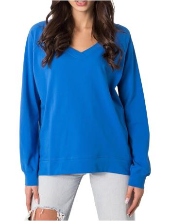 Modré dámské tričko s výstřihem ve tvaru  v vel. L/XL