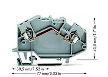 Průchodková svorka WAGO 780-601, osazení: L, pružinová svorka, 5 mm, šedá, 50 ks