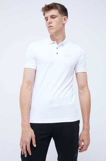 Polo tričko EA7 Emporio Armani bílá barva