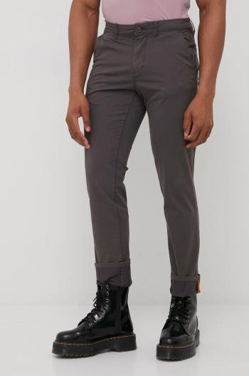 Kalhoty Napapijri pánské, šedá barva, ve střihu chinos