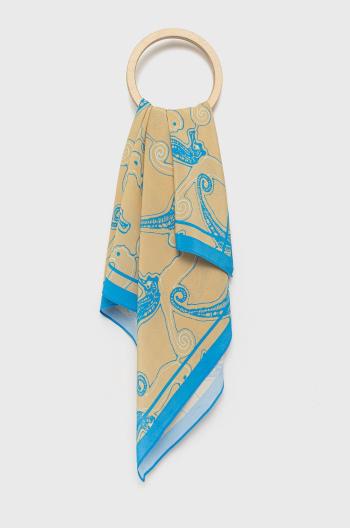 Hedvábný šátek Samsoe Samsoe béžová barva