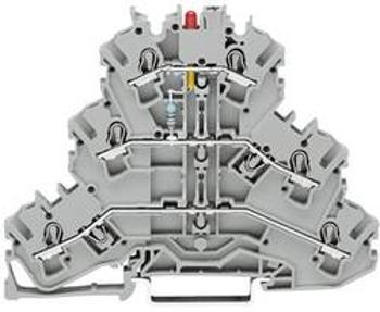 Trojřadá LED svorkovnice Wago 2002-3221/1000-434, pružinová, 5,2 mm, šedá