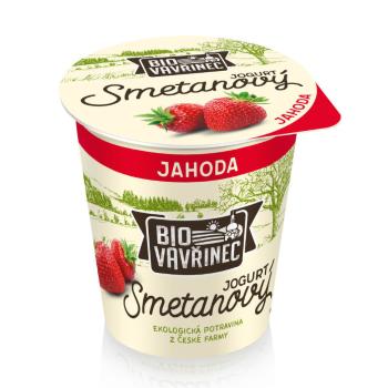 Jogurt smetanový jahoda 130 g BIO BIO VAVŘINEC