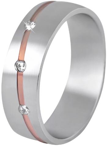 Beneto Dámský bicolor snubní prsten z oceli SPD07 56 mm