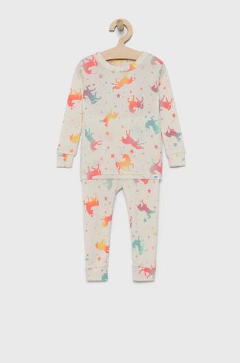 Dětské bavlněné pyžamo GAP krémová barva, vzorované