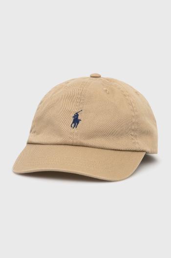 Dětská bavlněná čepice Polo Ralph Lauren béžová barva, hladká