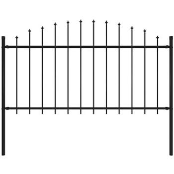 Zahradní plot s hroty ocel (1,25–1,5) × 1,7 m černý (144943)