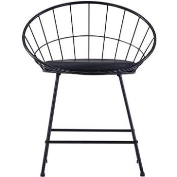 Jídelní židle se sedáky z umělé kůže 4 ks černé ocelové (276235)