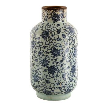 Dekorativní keramická váza s modrými květy Tapp - Ø 17*31 cm 6CE1379