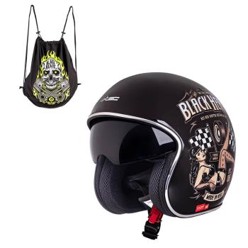 Moto přilba W-TEC Black Heart V537 Barva Melisa, černá lesk, Velikost XS (53-54)