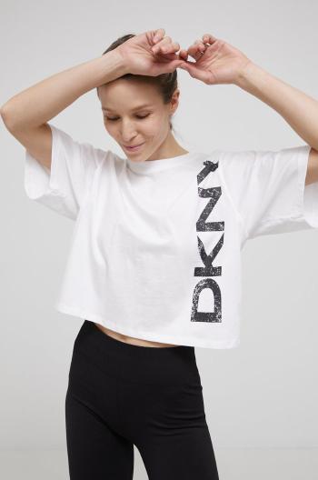 Bavlněné tričko Dkny bílá barva