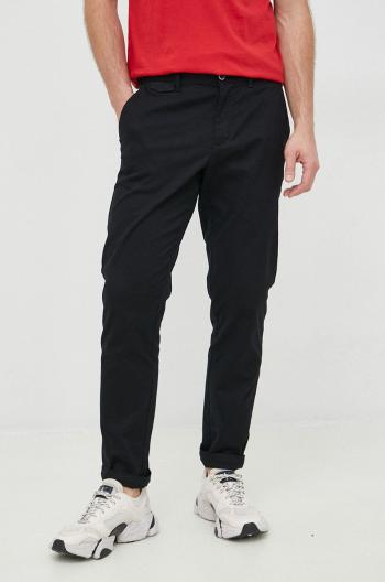 Kalhoty Sisley pánské, černá barva, přiléhavé