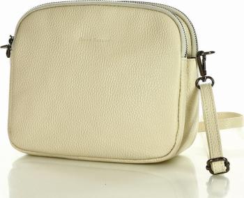 MARCO MAZZINI SMETANOVÁ KOŽENÁ CROSSBODY KABELKA (L242D) Velikost: ONE SIZE