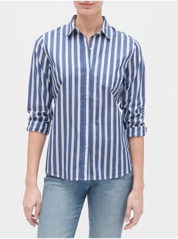 Modrá dámská košile print shirt in poplin