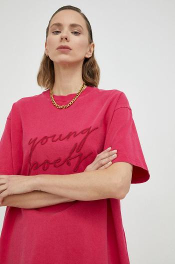 Bavlněné tričko Young Poets Society Signature Pria 224 růžová barva