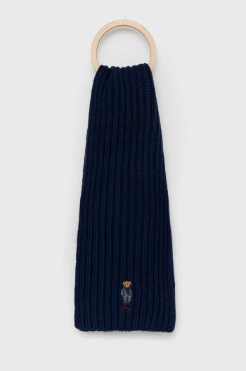Šátek z vlněné směsi Polo Ralph Lauren tmavomodrá barva, hladký