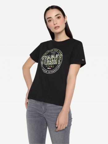 Tommy Hilfiger Tommy Jeans dámské černé tričko TJW SLIM FLORAL PRINT TEE