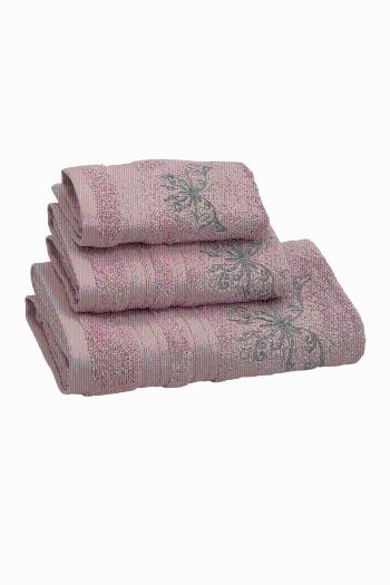 Dárková sada ručníky a osuška BUTTERFLY, 3 ks Růžová Sada (ručník 30x50cm, 50x100cm, osuška 70x140cm)