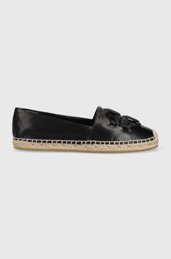 Kožené espadrilky Tory Burch Woven černá barva, 144042-004