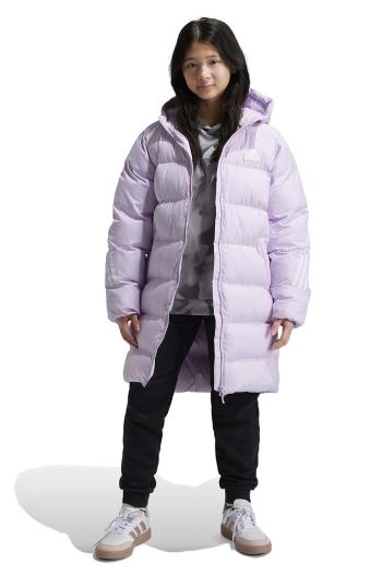 Dětská bunda adidas J FI 3S PARKA fialová barva, IX3631