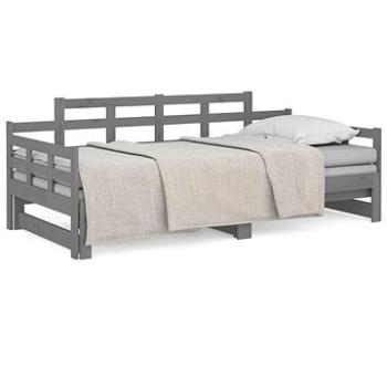 Výsuvná postel šedá masivní borovice 2× (90 × 190) cm, 820354 (820354)