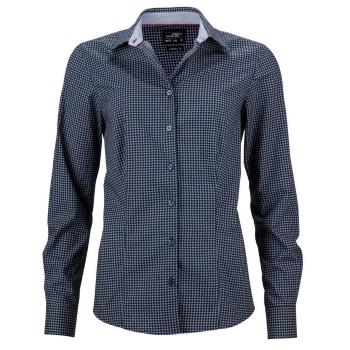 James & Nicholson Dámská luxusní košile Dots JN673 - Tmavě modrá / bílá | L