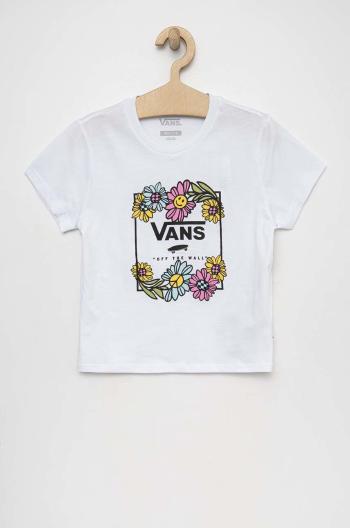 Dětské bavlněné tričko Vans ELEVATED FLORAL CREW White bílá barva, s potiskem