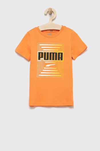 Dětské bavlněné tričko Puma 847292 oranžová barva, s potiskem