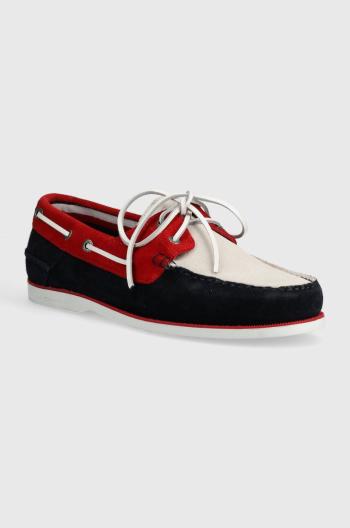 Semišové mokasíny Tommy Hilfiger TH BOAT SHOE CORE C BLOCK SUEDE pánské, tmavomodrá barva, FM0FM04630