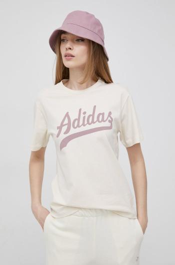 Bavlněné tričko adidas Originals HD9777 béžová barva