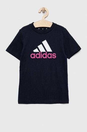 Dětské bavlněné tričko adidas U BL 2 TEE tmavomodrá barva, s potiskem