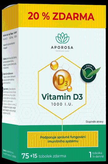 Aporosa Vitamin D3 1000 I.U. 90 kapslí