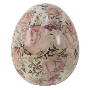 Keramické dekorační vajíčko s růžičkami Rosien - Ø14*16 cm 6CE1415L